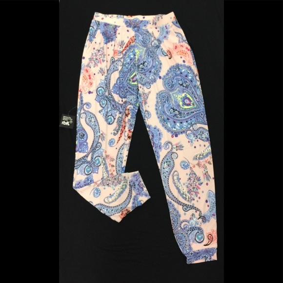 NWT Express Blue Paisley Track Pants - Picture 5 of 12